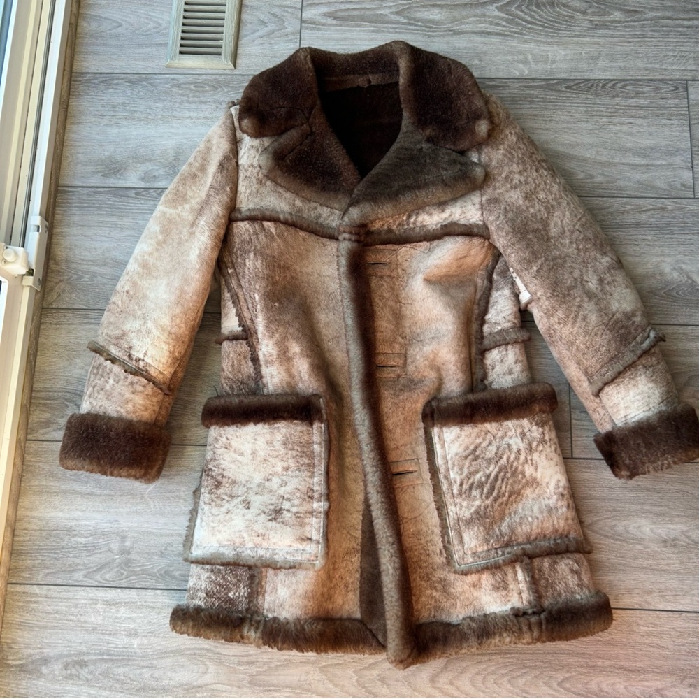 Vintage Rice Sportswear Genuine Shearling Sheepskin Leather Coat - Picture 4 of 16